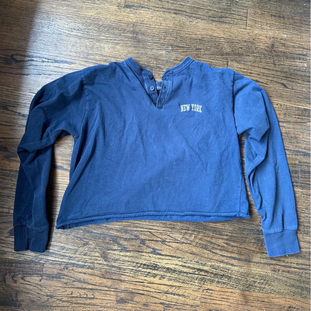 Brandy Melville Cropped Tee New York Navy